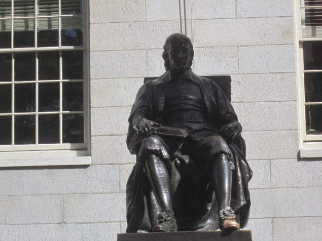 The statue of John Harvard. Note just how worn out his left foot is.